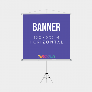 Banner 1,20x0,90cm Lona 1,20x0,90 4x0 Lona Impressa Bastões, ponteiras brancas e corda para pendurar. 