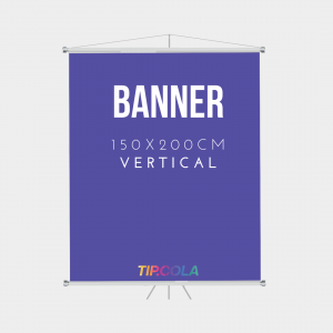 Banner 1,50x2,00cm Lona 1,50x2,00 4x0 Lona Impressa Bastões, ponteiras brancas e corda para pendurar. 