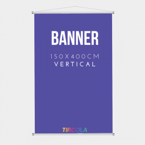 Banner 1,50x4,00cm Lona 1,50x4,00 4x0 Lona Impressa Bastões, ponteiras brancas e corda para pendurar. 