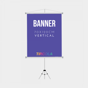Banner 0,70x1,20cm Lona 0,70x1,20 4x0 Lona Impressa Bastões, ponteiras brancas e corda para pendurar. 