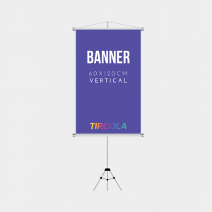 Banner 0,60x1,20cm Lona 0,60x1,20 4x0 Lona Impressa Bastões, ponteiras brancas e corda para pendurar. 