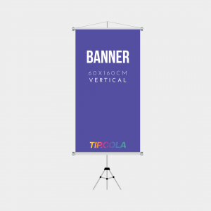 Banner 0,60x1,60cm Lona 0,60x1,60 4x0 Lona Impressa Bastões, ponteiras brancas e corda para pendurar. 