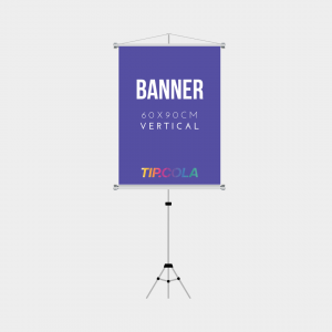 Banner 0,60x0,90cm Lona 0,60x0,90 4x0 Lona Impressa Bastões, ponteiras brancas e corda para pendurar. 
