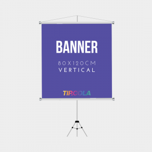 Banner 0,80x1,20cm Lona 0,80x1,20 4x0 Lona Impressa Bastões, ponteiras brancas e corda para pendurar. 