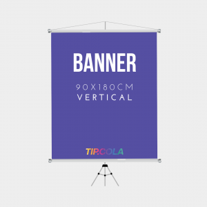Banner 0,90x1,80cm Lona 0,90x1,80 4x0 Lona Impressa Bastões, ponteiras brancas e corda para pendurar. 