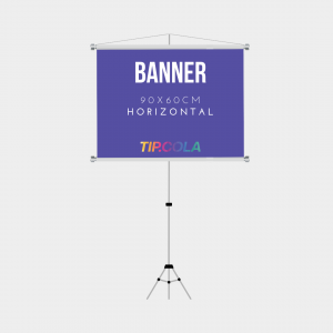 Banner 0,90x0,60cm Lona 0,90x0,60cm 4x0 Lona Impressa Bastões, ponteiras brancas e corda para pendurar. 