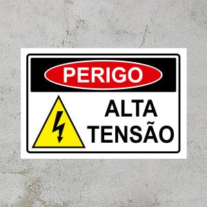Placa Perigo | Alta Tensão PS 2mm Personalizado 4x0 Impressão UV Corte reto 
