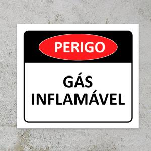 Placa Perigo | Gás Inflamável PS 2mm Personalizado 4x0 Impressão UV Corte reto 