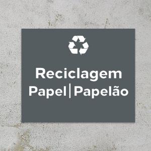 Placa Reciclagem Papel | Papelão PS 2mm Personalizado 4x0 Impressão UV Corte reto 